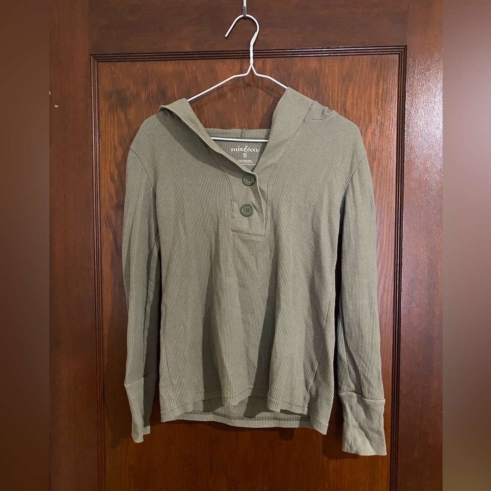 Olive Green Button-Up Hoodie